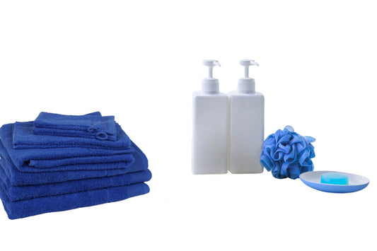 Frottierwäsche Set Baby Blau – Handtücher und Waschlappen aus 100 % Baumwolle, hochwertig und weich