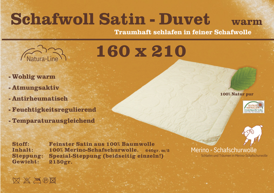 Schafwoll Satin Duvet Warm – Merino-Schafschurwolle