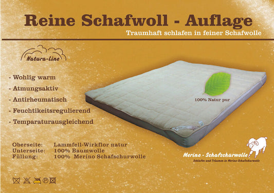 Schafwoll Wirkflor Auflage mit Merino-Schurwolle – Naturprodukt von DINOVA Schweiz