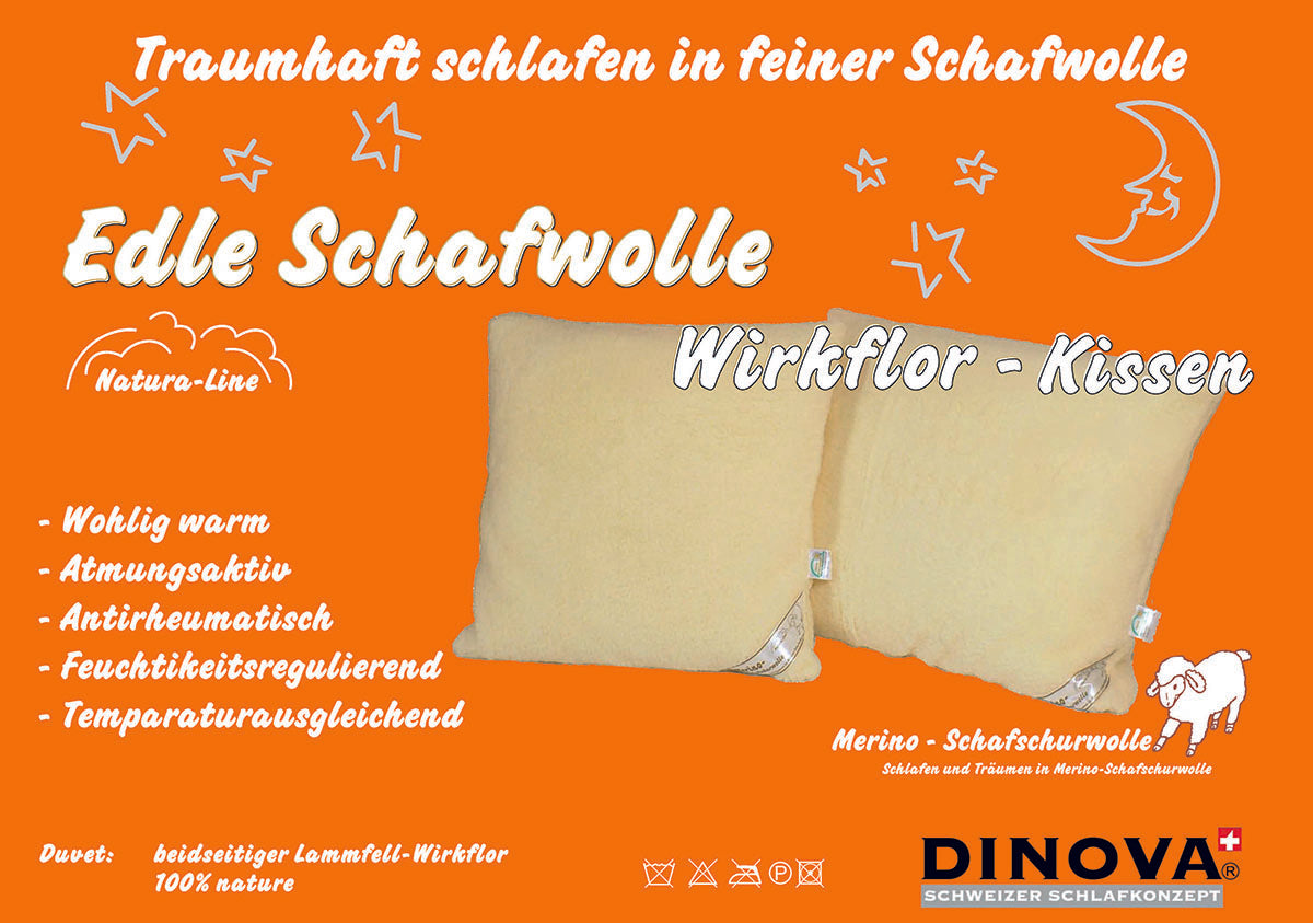 Kissen aus edler Merino-Schafschurwolle mit Wirkflor, Grösse 65x65 oder 65x100 cm – Duvet König

