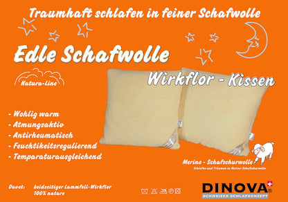 Kissen aus edler Merino-Schafschurwolle mit Wirkflor, Grösse 65x65 oder 65x100 cm – Duvet König

