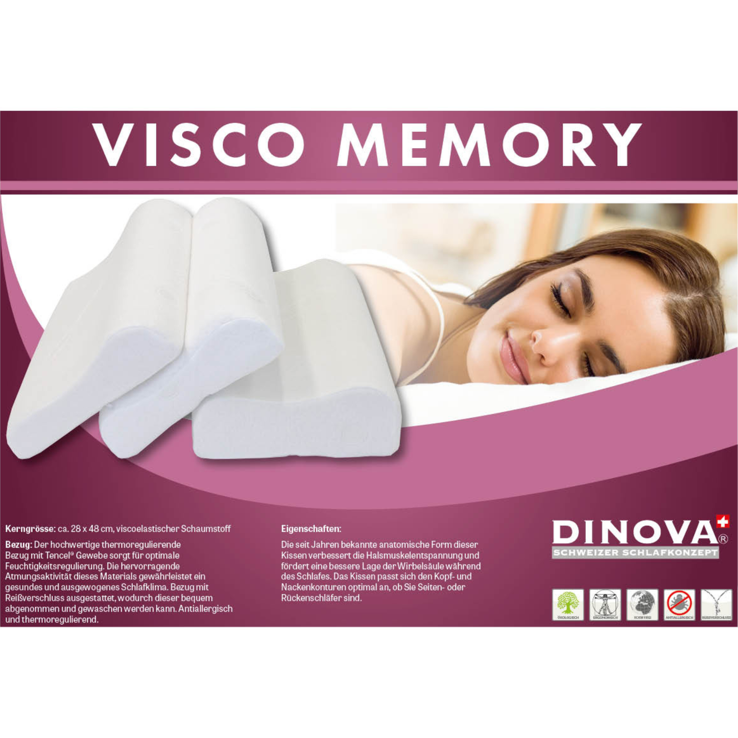 Visco Memory Nackenstützkissen – Ergonomisch & Atmungsaktiv